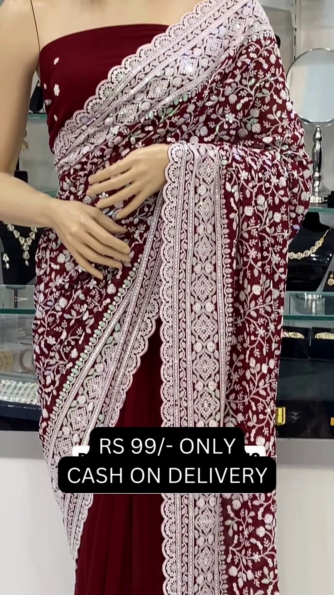 COTTON THREAD EMBROIDERY GEORGETTE SAREE