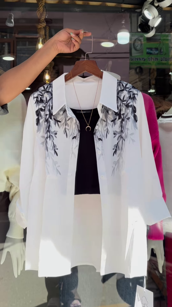 🌿 Elegant Floral Embroidered Shirt – Available in 3 Colors! 🌿 - Image 3