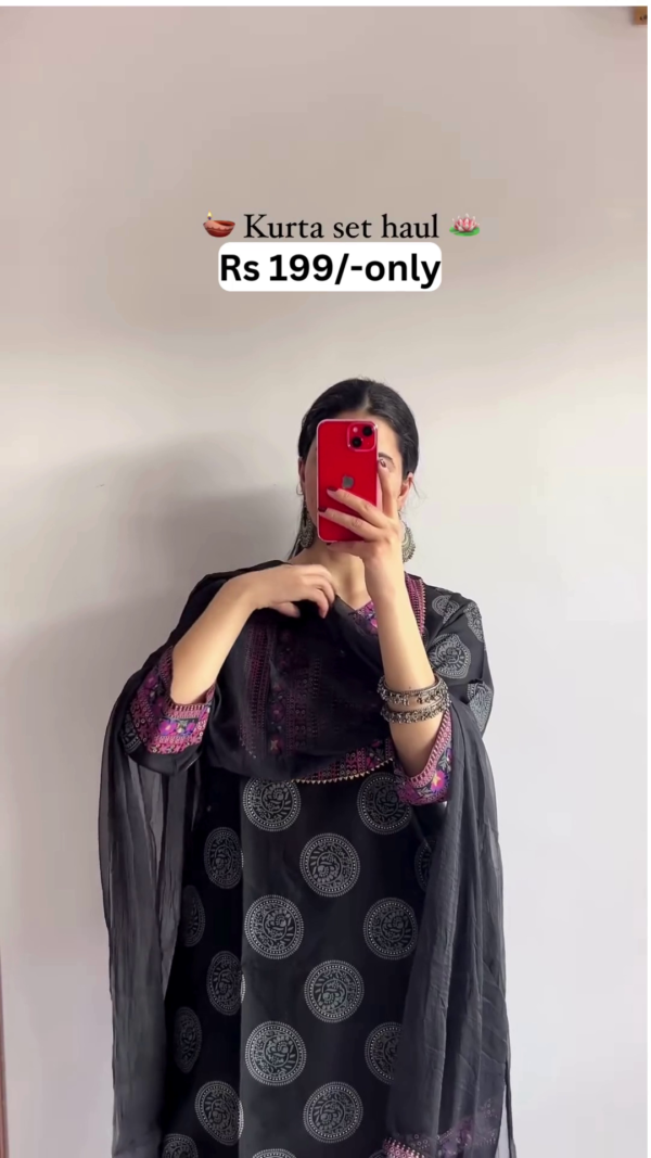 🌼 Traditional Printed Kurta Set – Mustard Yellow | 5 Colors Available | Only ₹199 🌼 - Image 6