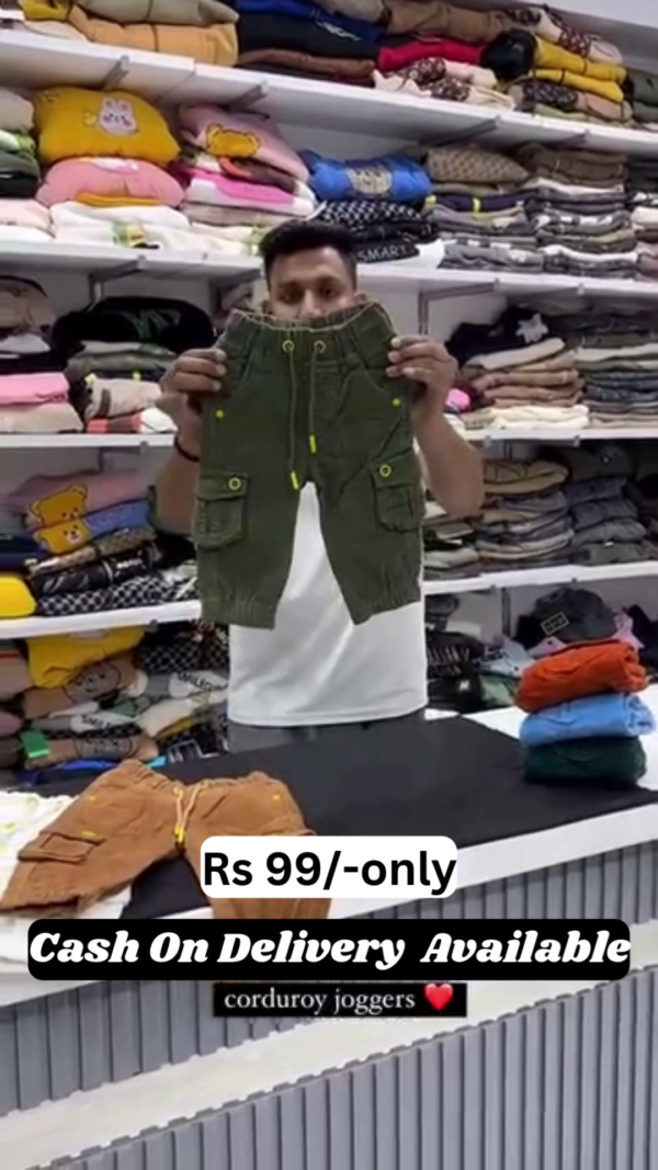 Kids’ Corduroy Cargo Joggers – Only ₹99! | COD Available 💥 - Image 3