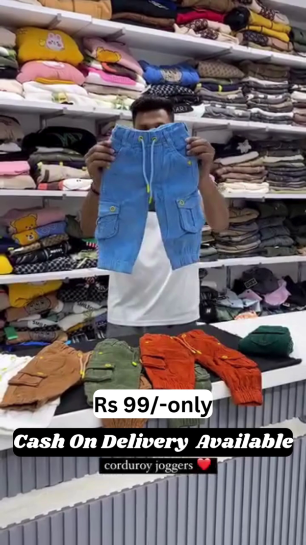 Kids’ Corduroy Cargo Joggers – Only ₹99! | COD Available 💥 - Image 2