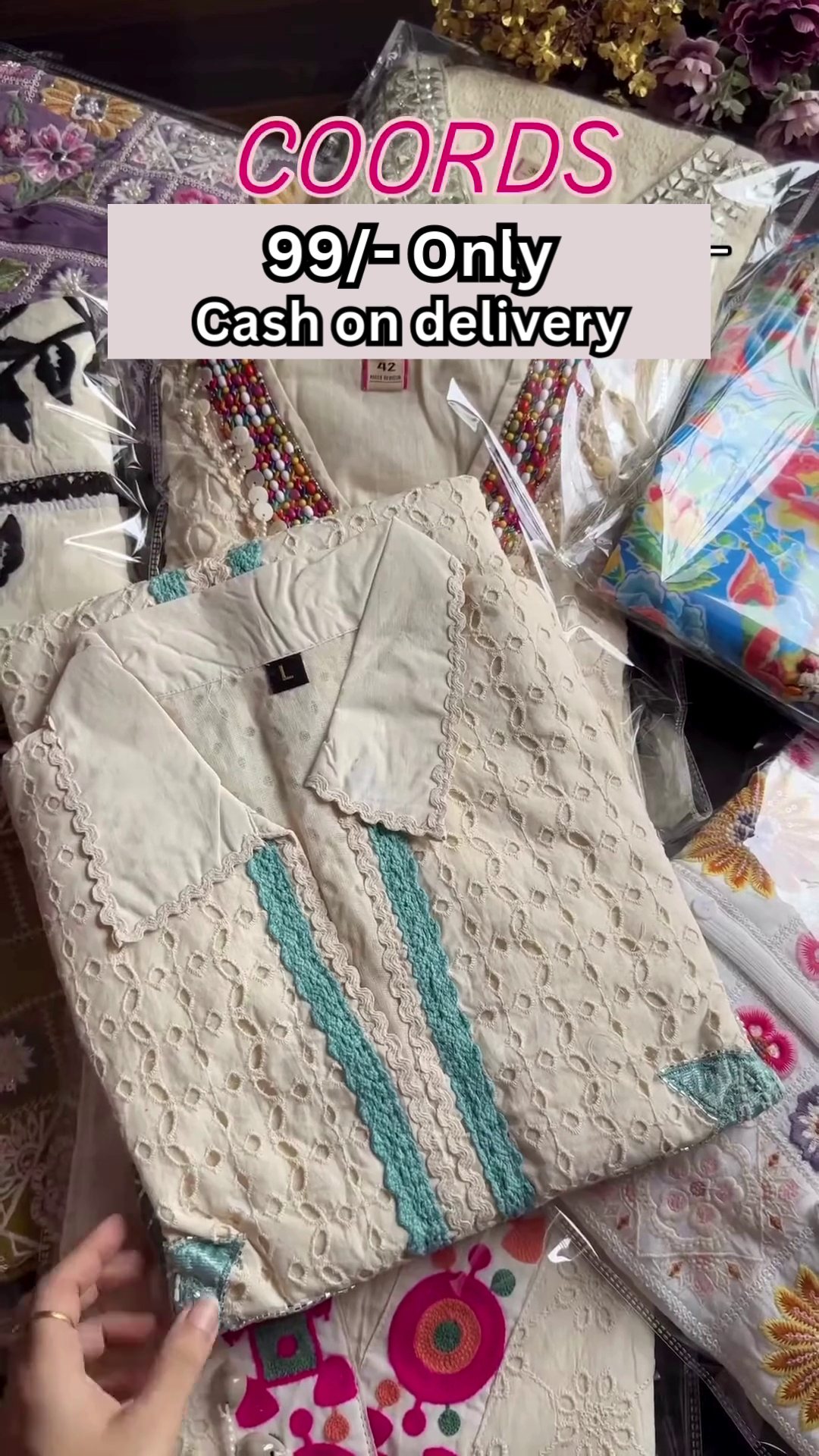 Purple Multicolor Embroidered Coord Set – Affordable Ethnicwear with Cash on Delivery - Image 7