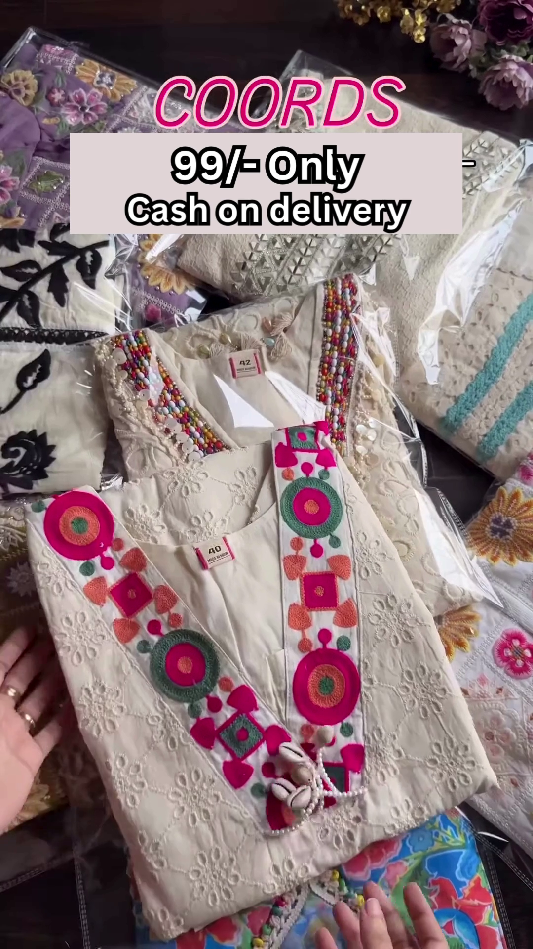 Purple Multicolor Embroidered Coord Set – Affordable Ethnicwear with Cash on Delivery - Image 6