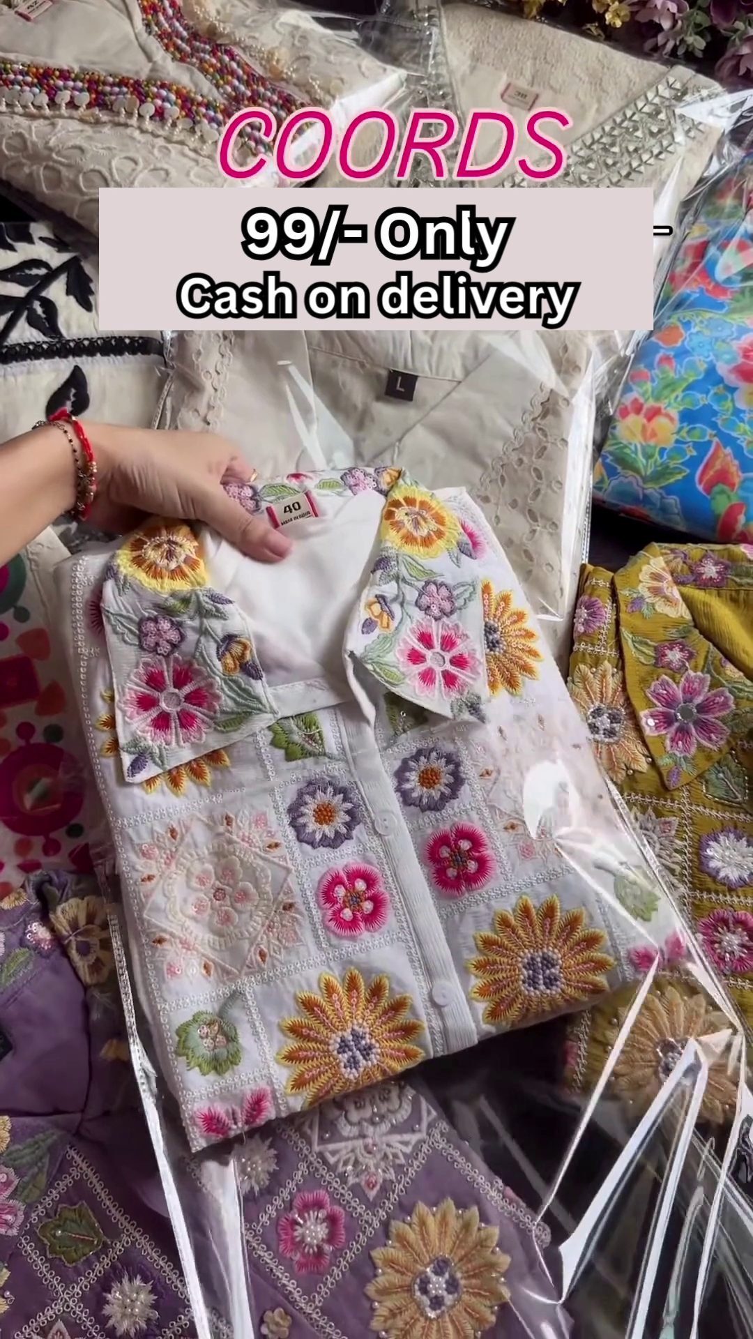 Purple Multicolor Embroidered Coord Set – Affordable Ethnicwear with Cash on Delivery - Image 4