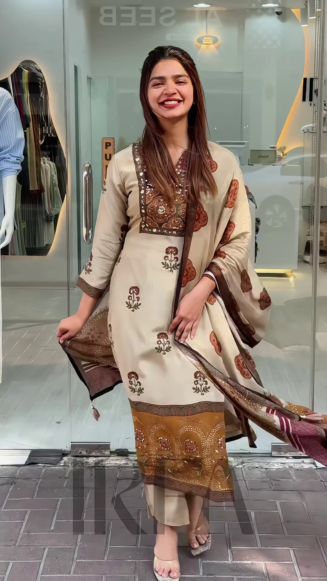 Festive Glow – Golden Embroidered Georgette Lehenga Set