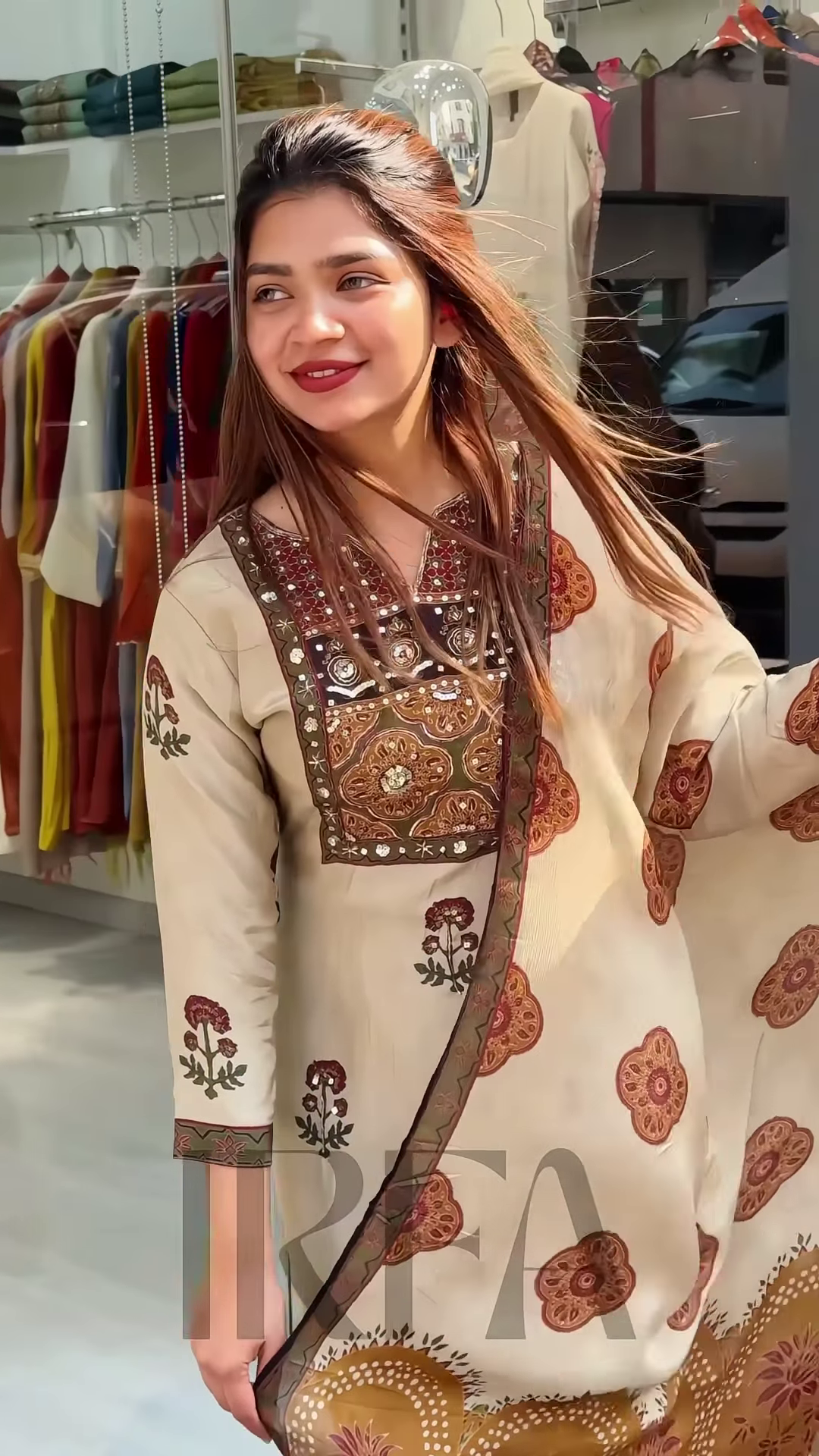 Festive Glow – Golden Embroidered Georgette Lehenga Set - Image 2