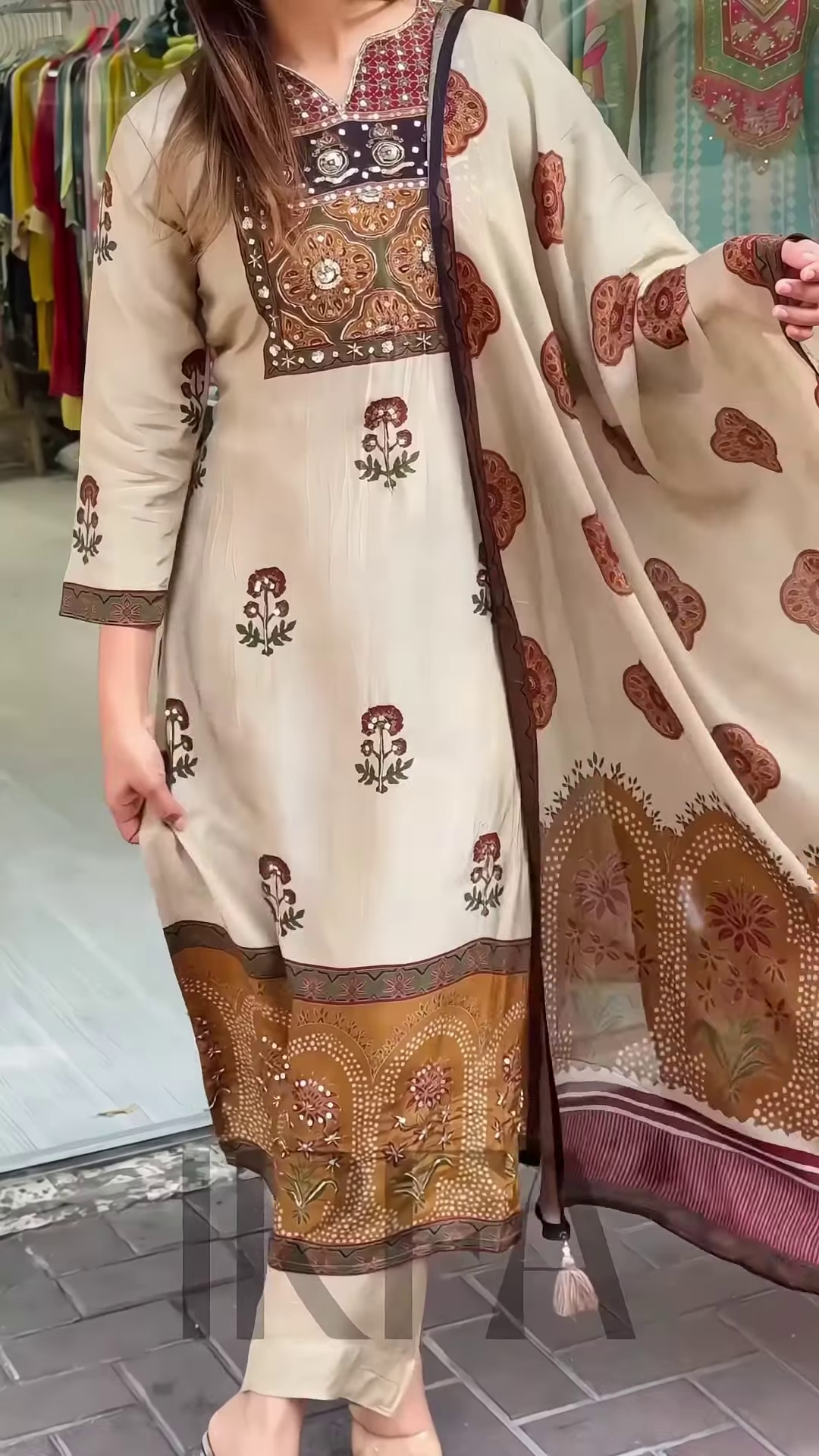 Festive Glow – Golden Embroidered Georgette Lehenga Set - Image 4