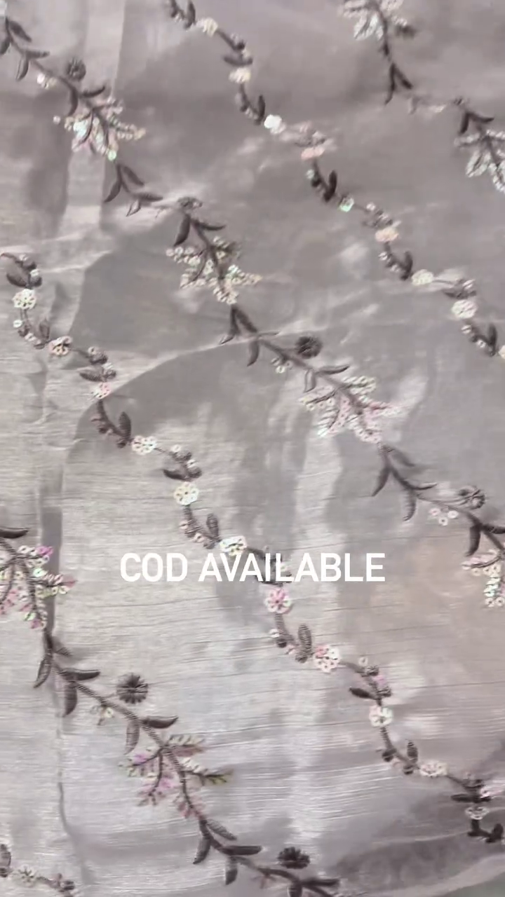 Organza Saree with Handcrafted Embroidery - Image 4