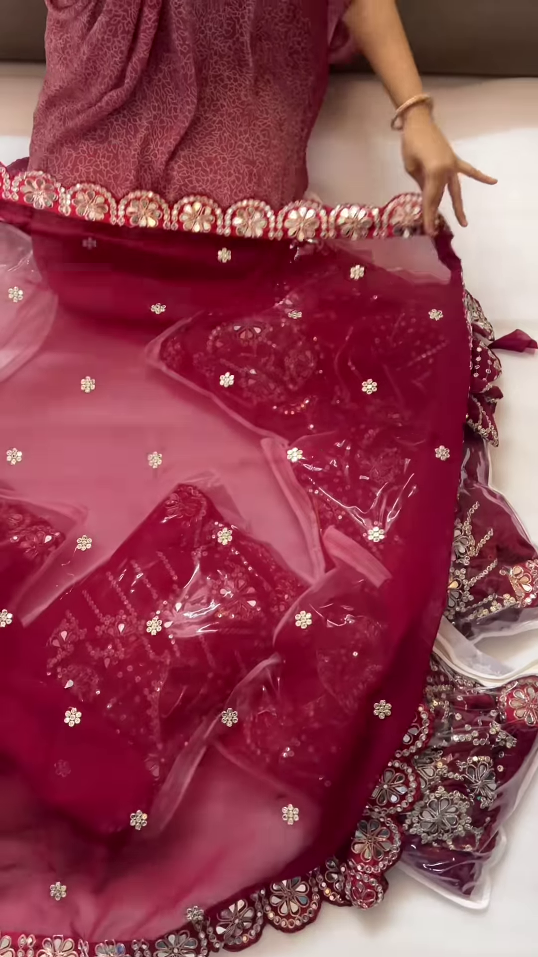 Divine Drapes – Organza Saree with Handcrafted Embroidery - Image 3
