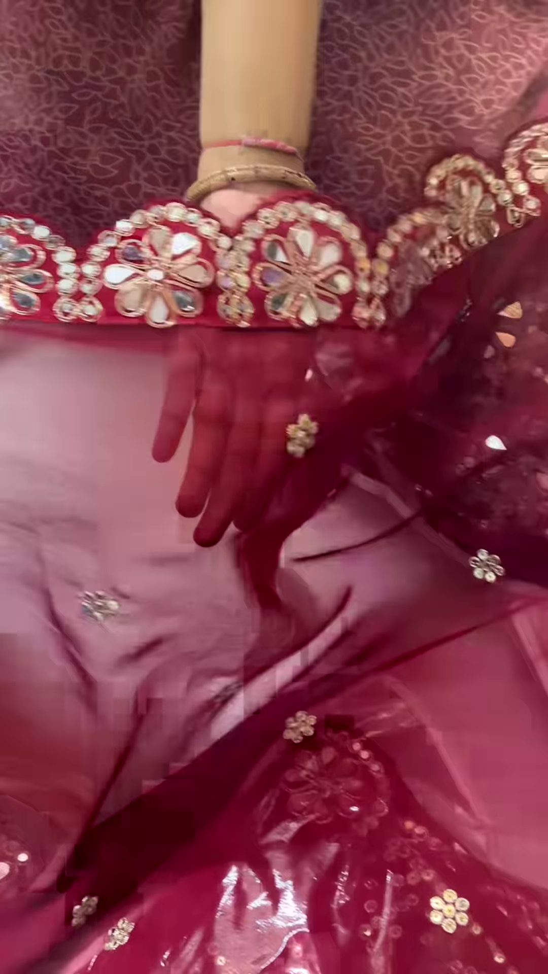 Divine Drapes – Organza Saree with Handcrafted Embroidery - Image 4